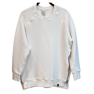 Varley White Crewneck Sweatshirt with Side Zippers